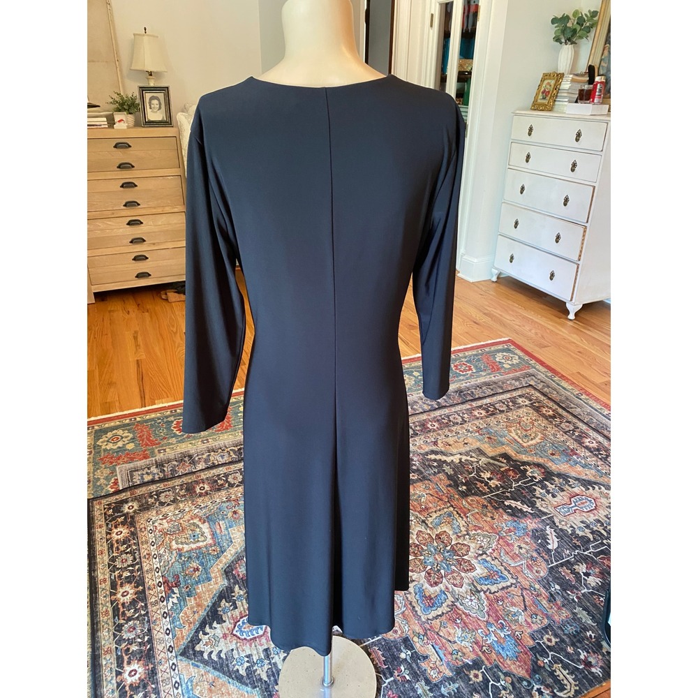 Jones‎ Wear Dress Womens Black V-Neck Rhinestone Ring Long Sleeve Midi Dress 8 - Picture 8 of 11